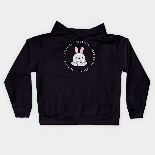 cute chinese zodiac | rabbit | personality traits | eloquent, humorous, imaginative, social, thoughtful Kids Hoodie by cocoCabot